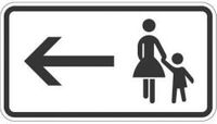 Verkehrszeichen Zusatzzeichen ZZ 1000-12 - Fußgänger Gehweg gegenüber links